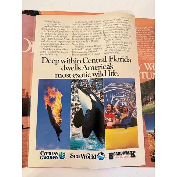 Vtg 1986 Walt Disney World Resort Delta Airline Sea World Advertisement Print Ad - Picture 4 of 5